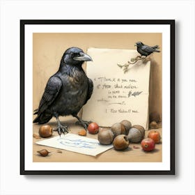 Crow And Nut Art Print