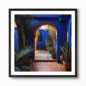 Blue House In Morocco Art Print