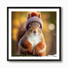 Firefly Adorable Squirrel In Cozy Knitted Accessories 46984 Art Print