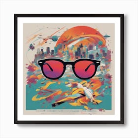 New Poster For Ray Ban Speed, In The Style Of Psychedelic Figuration, Eiko Ojala, Ian Davenport, Sci (6) 1 Art Print