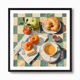 Continental Breakfast Pastel Checkerboard 1 Art Print