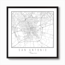 San Antonio Texas Street Map Art Print