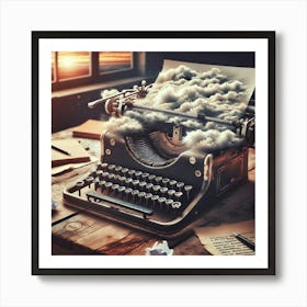 Typewriter With Clouds Art Print