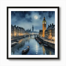 Romantic Viwe of Big Ben At Night Art Print