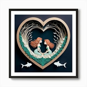 Mermaids In Love 1 Art Print