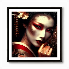 Japan Traditional Geisha Illustration By Ad 182 Art Print