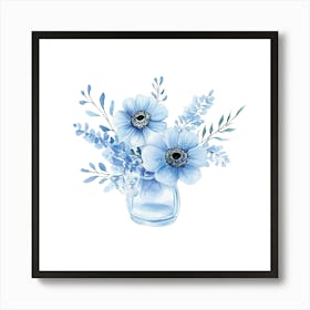 Watercolor Blue Floral 27 Art Print