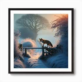 Fox In Frost Art Print