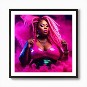 Pink Haired Woman Art Print