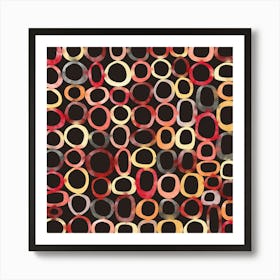 Abstract Warm Watercolor Circles in the Dark Art Print