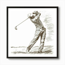 A Golfer Teeing Off Hand Drawn Sketch Illustrati 1718673068 3 Art Print