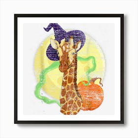 Witch Hat Halloween Africa Animal Lover Pumpkin Giraffe Art Print