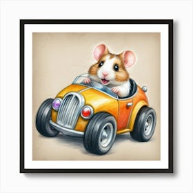 Hamster In A Car 1 Art Print