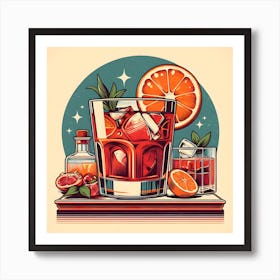 Negroni Cocktail Illustration Art Print