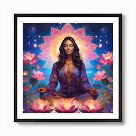 Meditating Lotus Woman Art Print