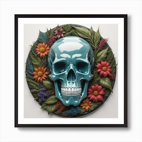 Skull With Flowers Art Print