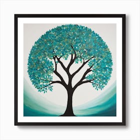 "Verdant Canopy" is a visually arresting artwork, ideal for eco-conscious individuals and nature enthusiasts looking to bring a slice of the great outdoors into their urban spaces. This piece, featuring lush, teal leaves, captures the essence of a thriving tree, symbolizing growth and environmental harmony. Its bold, black branches contrast against the soft, flowing brushstrokes of the serene background, embodying nature's resilience. Perfect for modern home decor, office spaces, or as a focal point in a minimalist setting, "Verdant Canopy" promises to be a conversation starter, offering a daily reminder of nature's enduring beauty and the importance of sustainability. With its universal appeal, this painting is poised to be a top-seller for galleries and private collectors aiming to enhance their curated spaces with eco-inspired art. Art Print