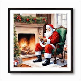 Santa Claus Sitting By The Fire 1 Art Print