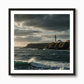 A Rugged Coastline With Dramatic Cliffs And A Lighthouse Standing Tall 2 Art Print