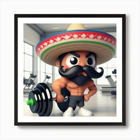 Mexican Man In Gym Art Print