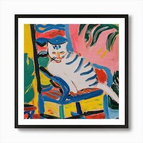 Cat In Rocking Chair Art Print