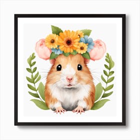 Floral Baby Hamster Nursery Illustration (8) Art Print