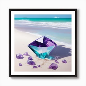 Purple Diamond On The Beach Art Print