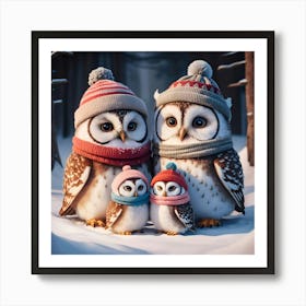 Owl Family Art Print