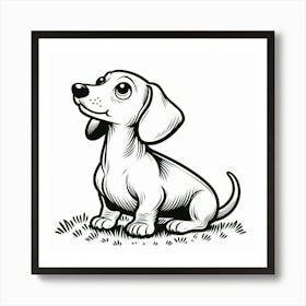 Line Art dachshund dog 3 Art Print