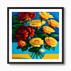 Roses In A Vase Art Print