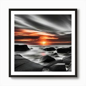 Sunset Over Rocks Art Print