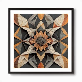 Firefly Beautiful Modern Detailed Floral Indian Mosaic Mandala Pattern In Neutral Gray, Charcoal, Si (5) Art Print