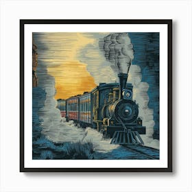 Train At Sunset Art Print