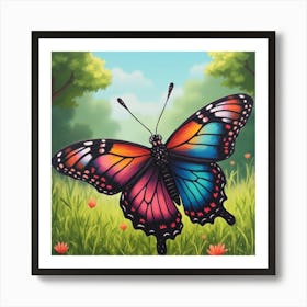 Colorful Butterfly In The Meadow wall art Art Print