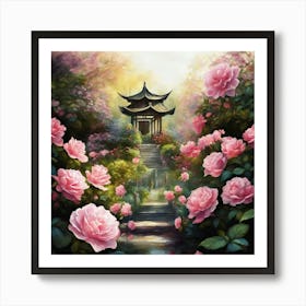 Asian Roses Art Print