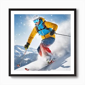 Skier In The Snow Art Print