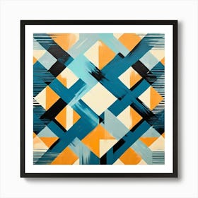 Abstract Geometric Painting, Produce A Monochromatic Abstract Artwork Overlapping Squares And Rectangles Art Print