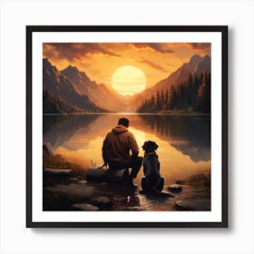 A Man And His Dog Art Print