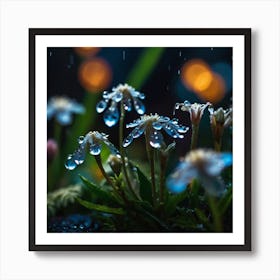 Raindrops On Flowers Art Print