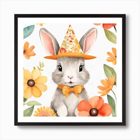 Floral Baby Rabbit Nursery Illustration (20) Art Print