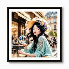 Girl In Paris Art Print