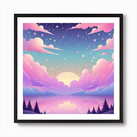 Sky With Twinkling Stars In Pastel Colors Square Composition 33 Art Print