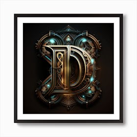 Letter D Steampunk Letter Art Print