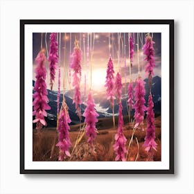 Purple Flowers In The Mountains Art Print