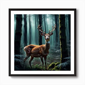 Deer In The Forest 45 Art Print