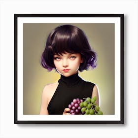 Girl With Grapes Art Print