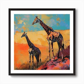 Giraffe In A Rocky Landscape Warm Acrylic 2 Art Print