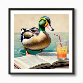 Duck In A Book Art Print