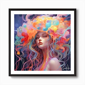 Colorful, Abstract, Jellyfish Princess Art Print