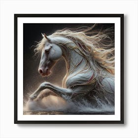 Horse In Water Art Print